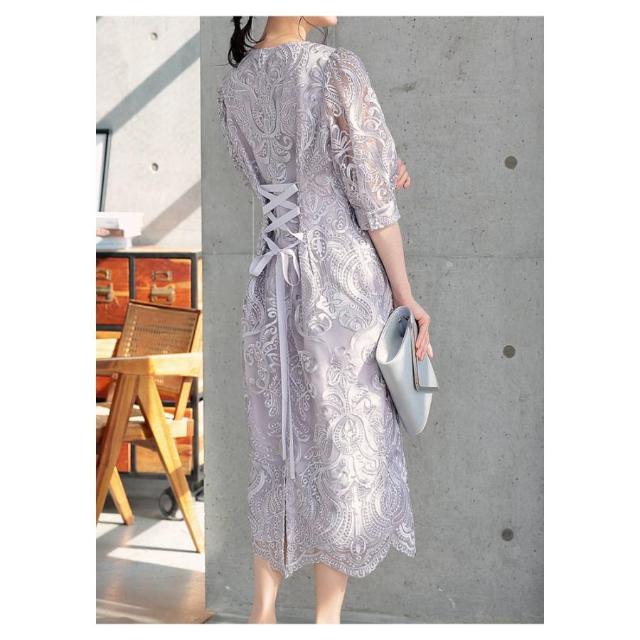 パーティードレス レディース 春 夏 春夏 紺 結婚式 ドレス ワンピース