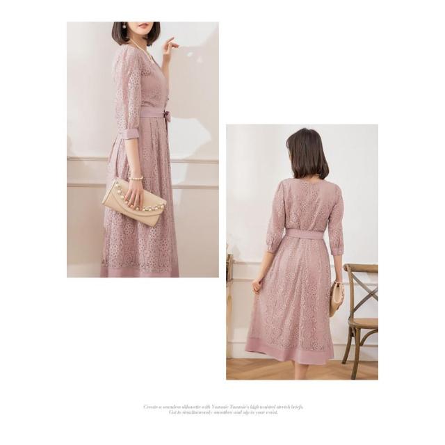 パーティードレス レディース 結婚式 ドレス 黒 紺 ワンピース レース