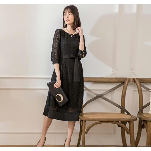 パーティードレス レディース 結婚式 ドレス 黒 紺 ワンピース レース 大人 ピンク ネイビー ブラック フォーマル お呼ばれ 20代 30代 40代 ママ 母 パーティードレス レディース 結婚式 ドレス 黒 紺 ワンピース レース