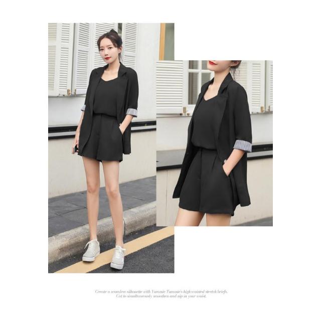 セットアップ レディース スーツ 春 夏 春夏 黒 ジャケット 3点セット 上下セット ショート キャミソール ブラック ベージュ ピンク キャメル 20代 送料無料 セットアップ レディース スーツ 春 夏 春夏 黒 ジャケット 3点セット