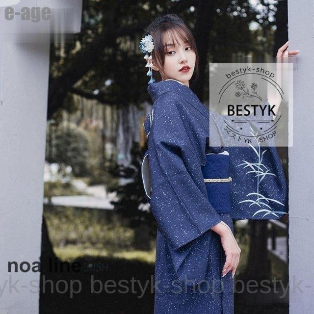 浴衣 ゆかた レディース 女性 紺 手提げ 洗える 桜 百合 菊 麻の葉 椿 街着 お出かけ お稽古 ショッピング 文化祭 夏 花火 花柄 上品 花見 婦人 レトロ 卒業式