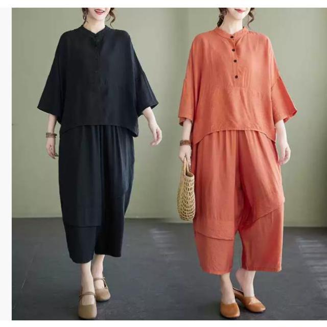 セットアップ 森ガール レディース T ガウチョパンツ 九分丈 体型