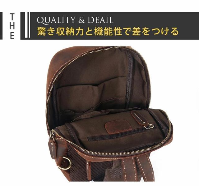 ボディバッグ 牛革本革 オイルレザー 人気型 メンズ 男性用 斜めがけ 縦型 ワンショルダーバッグ ウエストバッグ クッション付き 自転車鞄かばん 通学 通勤 アウトドア 新生活 おしゃれ 父の日ギフト_7