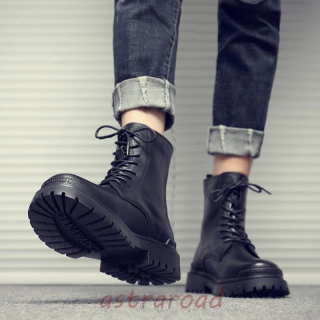 本革 ショートブーツ ワークブーツ メンズ バイク用 ハイカット レースアップ 黒 大きいサイズ 牛革 アウトドア カジュアルシューズ 防水 ブーツ