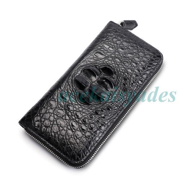 クロコダイル 財布 メンズ 長財布 ウォレット 本革 ラウンドファスナー