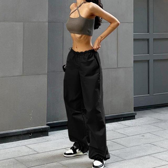 カーゴパンツ レディース ミリタリー ワイドパンツ ウエストゴム ヒップホップ ダンス ファッション カジュアル おしゃれ ゆったり 美シルエット 夏 カーゴパンツ