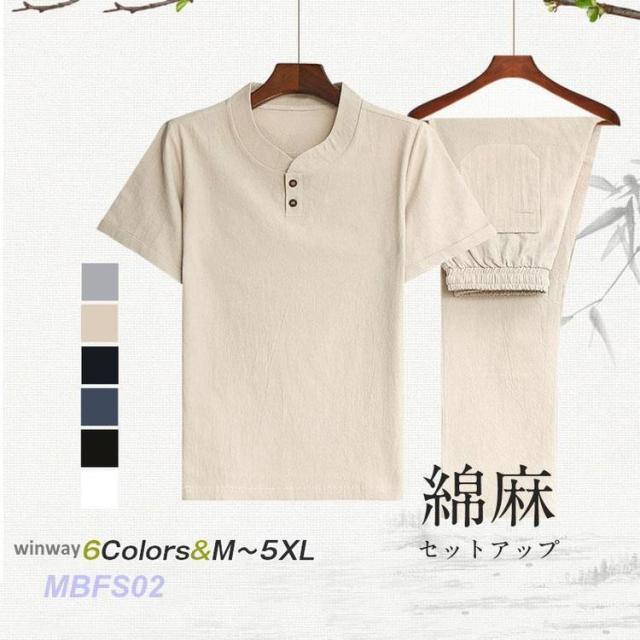 セットアップ メンズ 夏 ジャージ 上下セット スウェット 綿麻 半袖 Tシャツ 薄手 ショートパンツ スポーツ 大きいサイズ カジュアル 夏新作