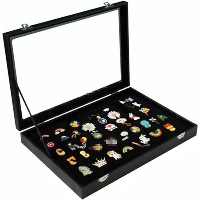 ピンバッジ ケース 透明窓木製ピンディスプレイケース ピン缶バッジ 収納ケース エナメルピンミリタリーバッジメダルディスプレイケース ピンズフレーム 収納可