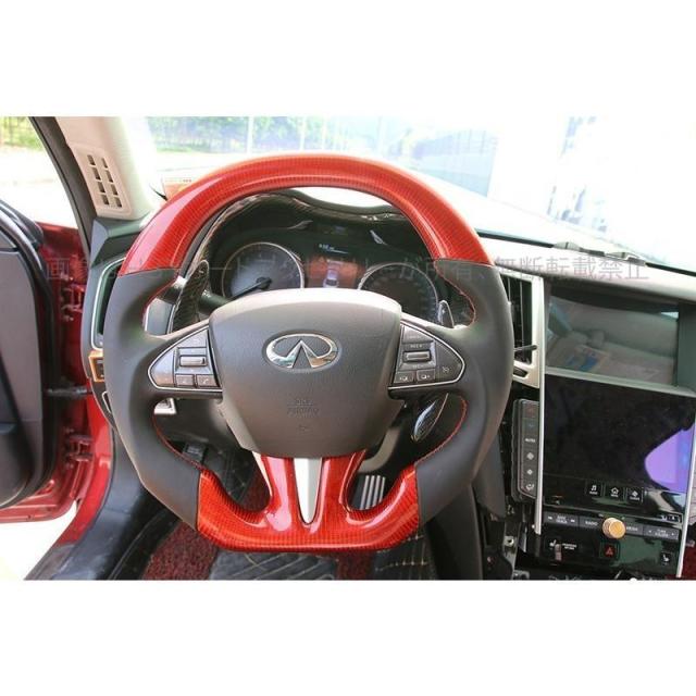 ニッサン スカイライン V37 カスタム パーツ アクセサリー SKYLINE V37 200GT 350GT 用品 ステアリング リアルカーボン NS106