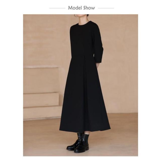 ワンピース 5分袖 ブラック レディース フォーマル 大人 クルーネック