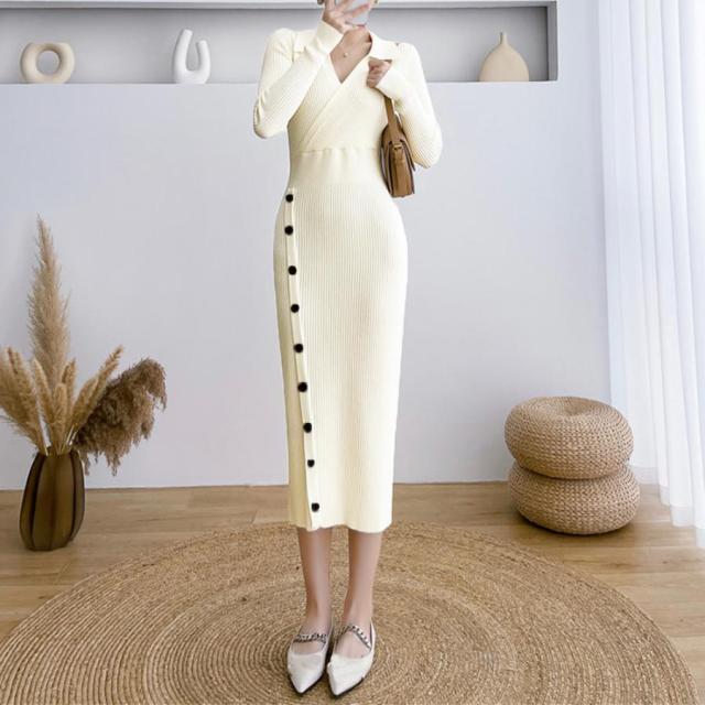関税込 Rouje レトロ可愛 カシュクール ニット ミディワンピース カシュクールニットワンピース レディースの通販はau PAY