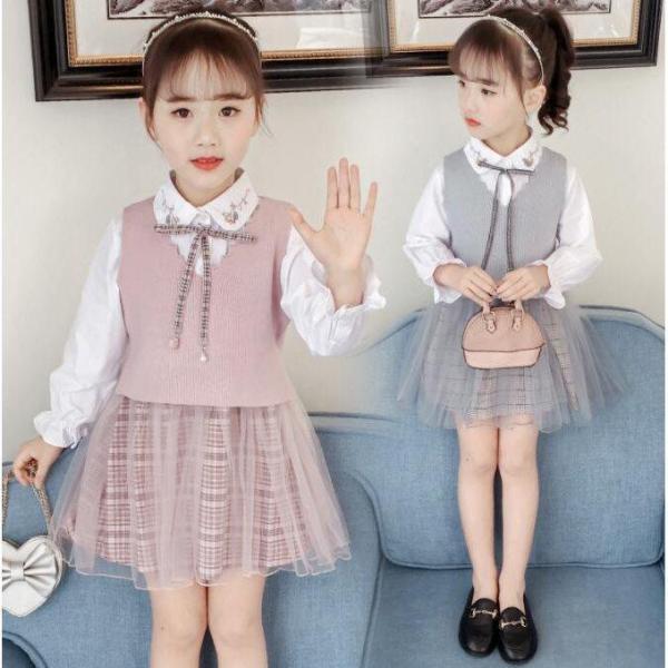 女の子 ワンピース 刺繍シャツ 長袖 フォーマル 卒園式 入学式セットアップ 卒業式 発表会 結婚式 パーティー 七五三