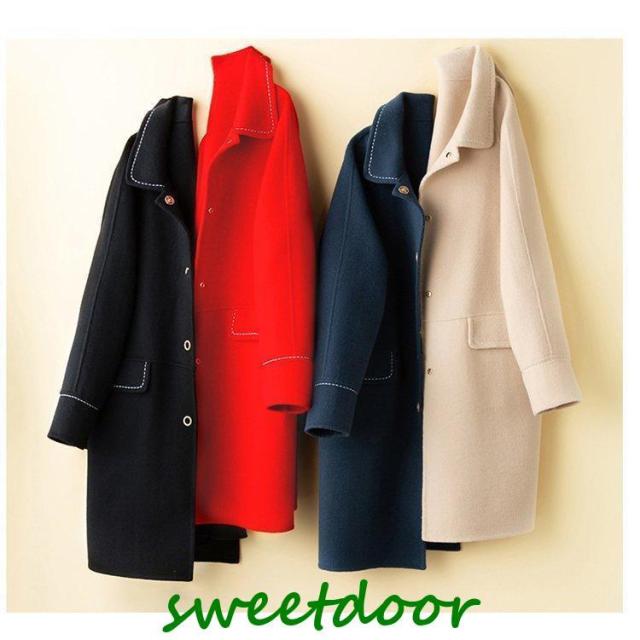 ロング チェスターコート レディース カシミヤ ブレンド ウール