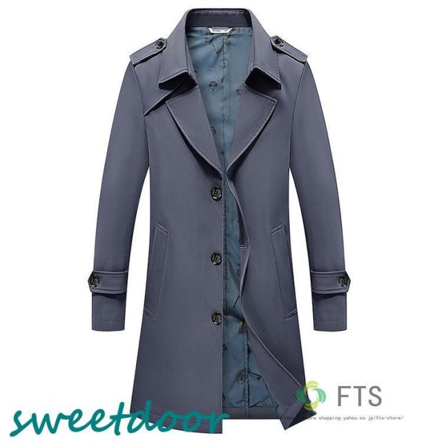 トレンチコート メンズ シングル ビジネスコート スプリングコート 春