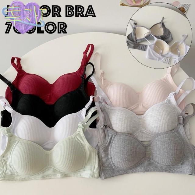 ジュニアブラ ファーストブラ スポーツブラ ジュニア キッズ ガールズ 女の子 ブラジャー ノンワイヤー パッド入り 3/4カップ 3列 3段ホック