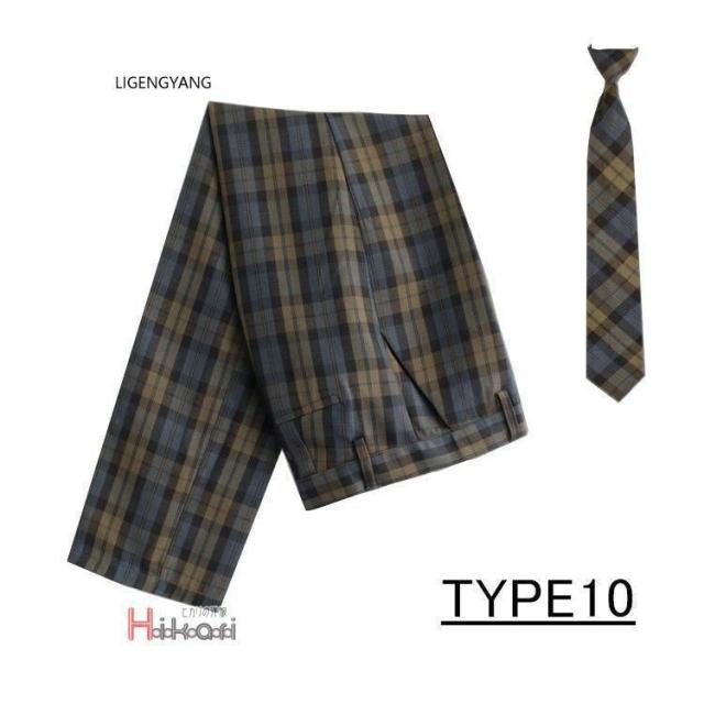 2点セット 制服 スクールパンツ ロングパンツ 男子 高校生 ズボン チェック ネクタイ キッズ 男の子 小学生 入学 発表会