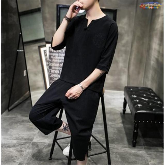 上下セット メンズ 半袖Tシャツ テーパードパンツ セットアップ メンズ