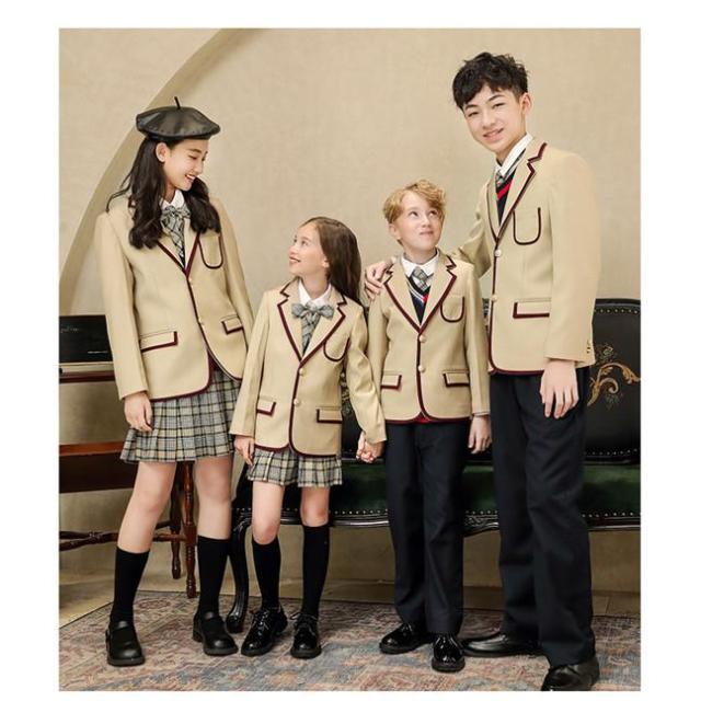 学生服 子供服 韓国 上下セット キッズスーツ キッズフォーマル 女の子 男の子 ベージュ グリーン 緑 七五三 誕生日 合唱服 団体 100~180cm