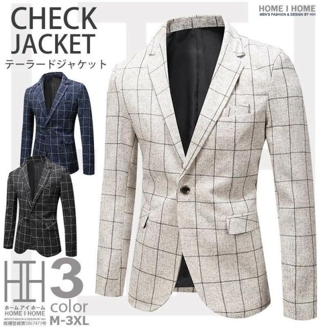 テーラードジャケット メンズ チェック柄 通勤 ディリー テーラード 紳士服 春秋 新作