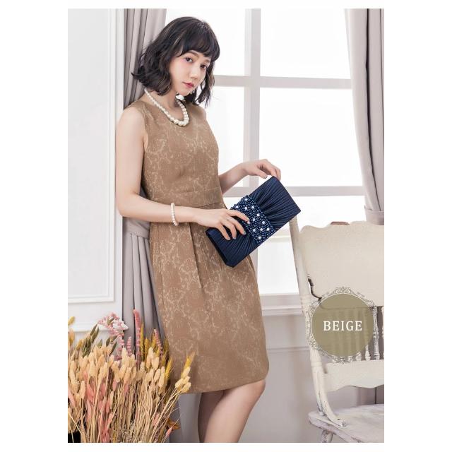 パーティードレス レディース 結婚式 ワンピドレス 黒 ノースリーブ ワンピース 大人 レース Aライン ドレス ベージュ ドレスワンピ ミディアム ネイビー 紺 ボルドー ブラック アイボリー 結婚式ドレス