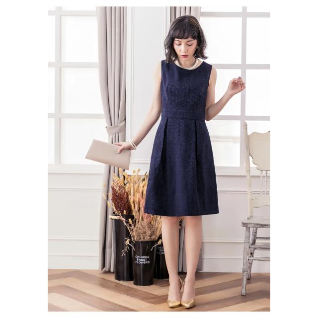 パーティードレス レディース 結婚式 ワンピドレス 黒 ノースリーブ ワンピース 大人 レース Aライン ドレス ベージュ ドレスワンピ ミディアム ネイビー 紺 ボルドー ブラック アイボリー 結婚式ドレス