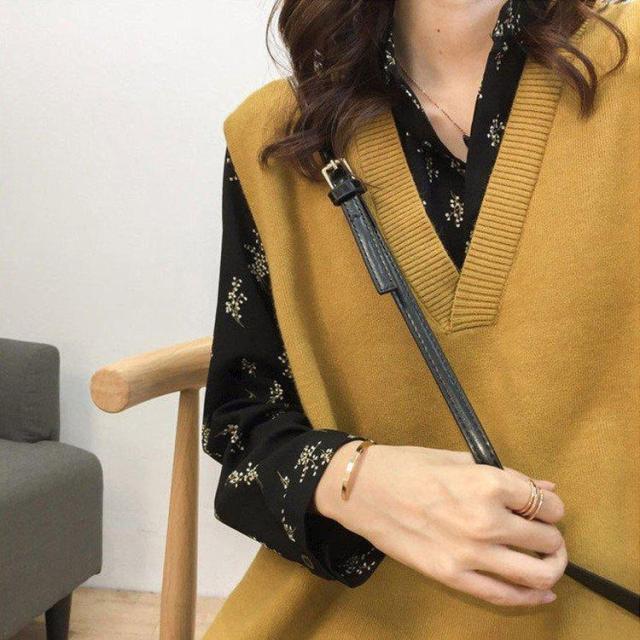 セットアップ レディース ニットベスト 花柄ワンピース 長袖 春秋 40代