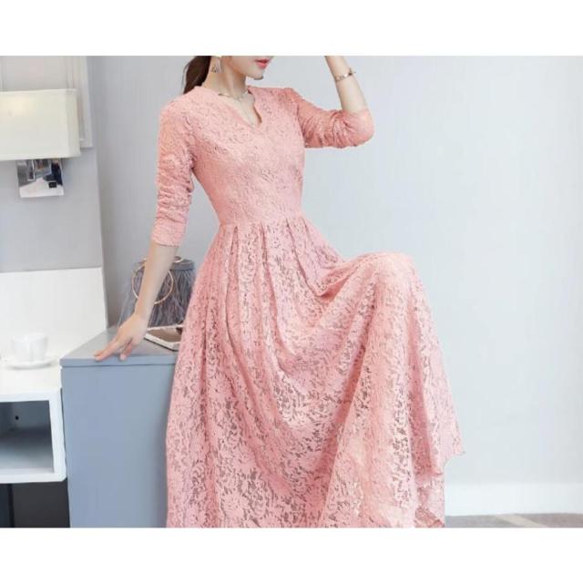 パーティードレス 結婚式 40代 20代 ロング丈 袖あり 長袖 大きいサイズ フォーマルドレス レースワンピース お呼ばれ 二次会 披露宴 謝恩会 上品 着痩せ