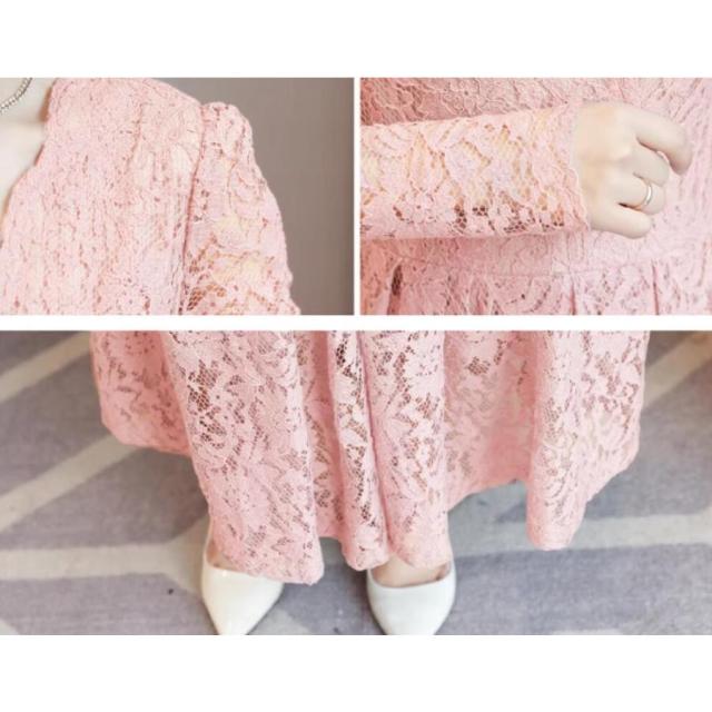 パーティードレス 結婚式 40代 20代 ロング丈 袖あり 長袖 大きいサイズ フォーマルドレス レースワンピース お呼ばれ 二次会 披露宴 謝恩会 上品 着痩せ