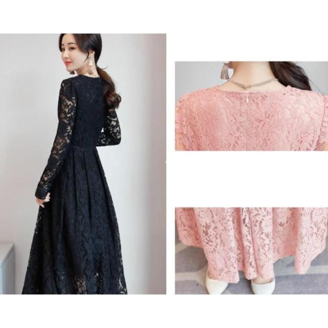 パーティードレス 結婚式 40代 20代 ロング丈 袖あり 長袖 大きいサイズ フォーマルドレス レースワンピース お呼ばれ 二次会 披露宴 謝恩会 上品 着痩せ