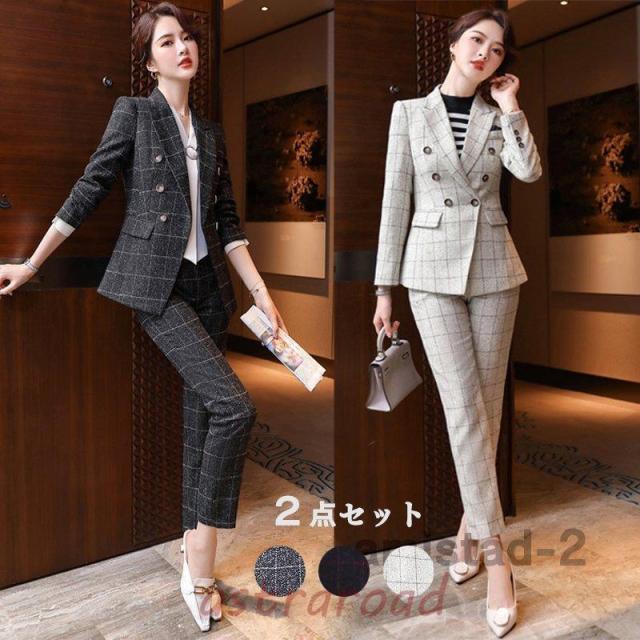 卒業式 服 母 パンツスーツ レディース 40代 50代 30代 おしゃれ 20代 2点セット チェック柄 入学式 秋冬 服装 セレモニー フォーマルスーツ きれいめ OL通勤