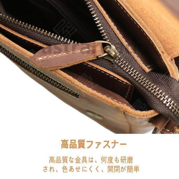 本革 メンズ ショルダーバッグ 斜め掛け iPad対応 革 厚手牛革 鞄 大容量 防水 カジュアルバッグ 通勤_17
