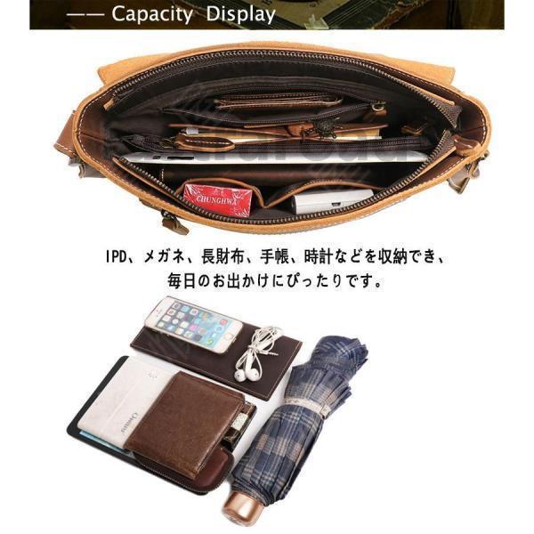 本革 メンズ ショルダーバッグ 斜め掛け iPad対応 革 厚手牛革 鞄 大容量 防水 カジュアルバッグ 通勤_5