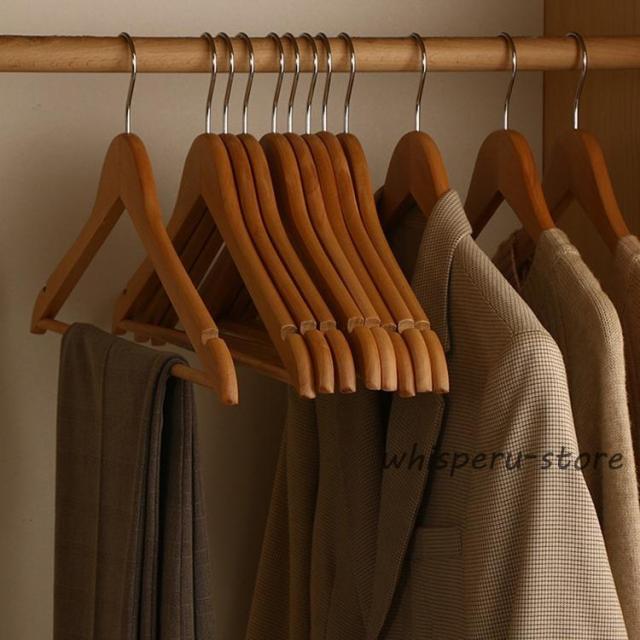 スーツハンガー 木のハンガー 大きい 高級 コートハンガー メンズ 洋服ハンガー ジャケット用ハンガー スーツ用 業務用 ズボン 紳士_1