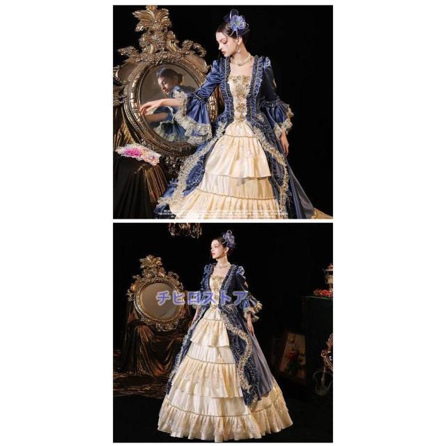 貴族ドレス ステージ衣装 お姫様ドレス 舞台衣装 オペラ声楽 中世貴族風 お姫様ドレス 宮廷 貴族ドレス ジャガード織 パーティー 中世ドレス_6