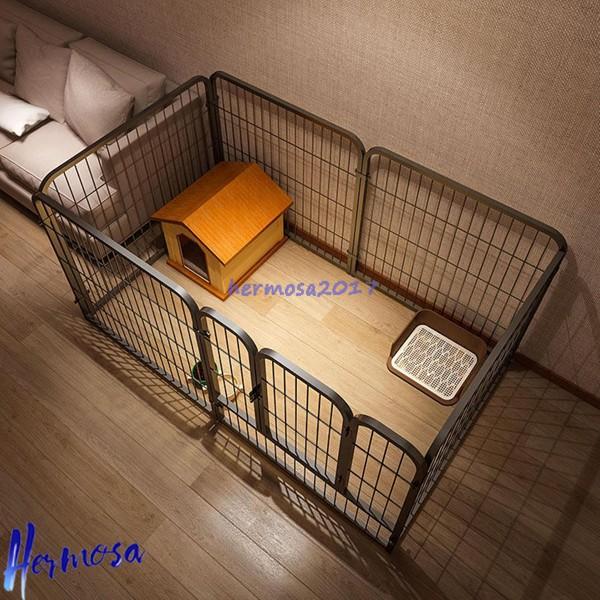 ペットサークル 犬 サークルケージ DIY 接続式 簡単組み立て 工具不要 折りたたみ 犬用 多頭 広げる レイアウト自由 脱出防止柵 黒