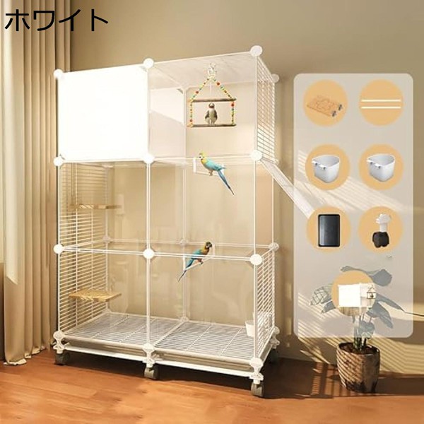 鳥かご 鳥籠 鳥 ケージ バードゲージ 鳥小屋 大型 インコ ケージ 73x37x115cm キャスター付き鳥かご DIY デザイン_1