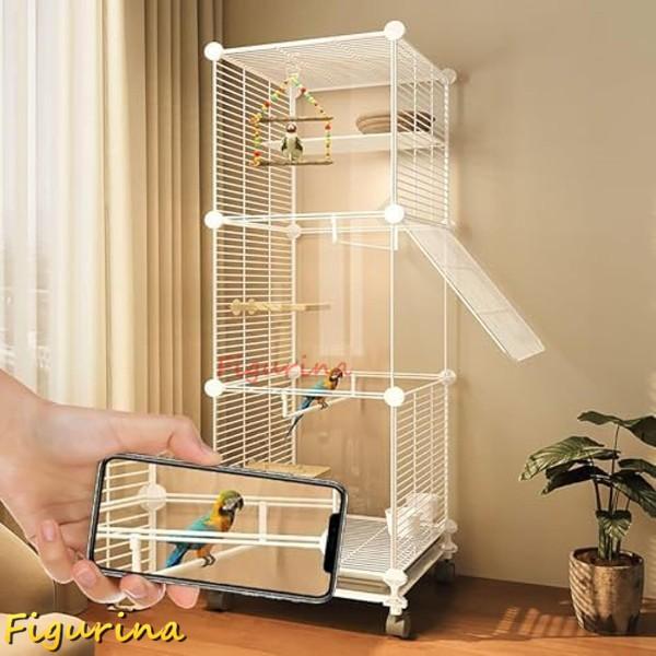 鳥かご 鳥籠 鳥 ケージ バードゲージ 鳥小屋 大型 インコ ケージ 73x37x115cm キャスター付き鳥かご DIY デザイン_3