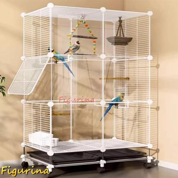 大型 インコ ケージ 鳥かご 組立式掃除しやすい75*37*125CM表も裏も透明鳥かご インコ複数飼育に適しています