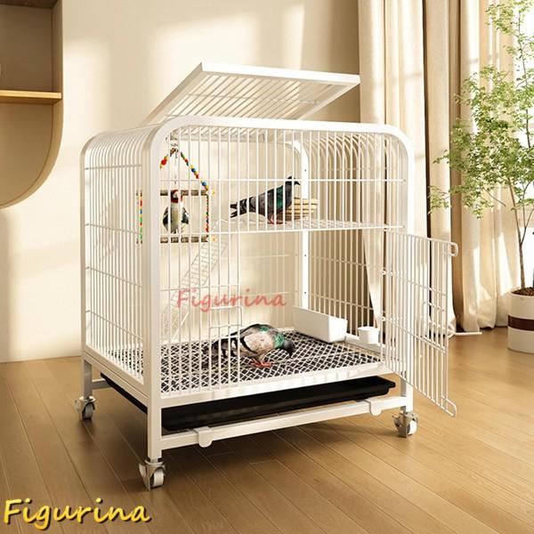 鳥かご 金属 大型 白色 60×45×66cm オカメ インコ 文鳥 鳩 鳥籠 車輪付き 鳥ケージ 複数飼い 観賞用 繁殖用 屋内/屋外用