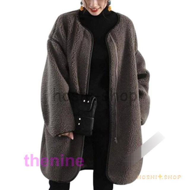 カーディガンロングカディガンブルゾンフリースコートボアコート羽織ロングカーデレディースゆったりきれいめ無地秋冬体型カバー