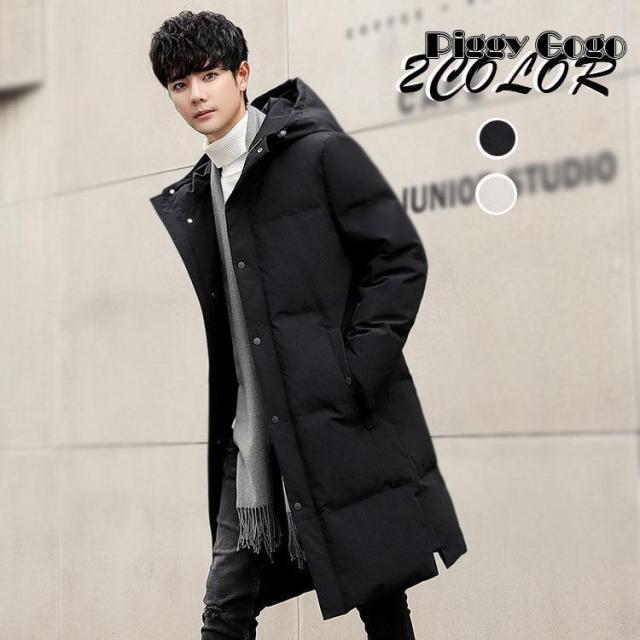 ダウンコート メンズ コート ダウンパーカー ベンチコート 防寒 軽量 冬服 40代 アウトドア アウター ロング丈 フード付き 通勤 ビジネスコート スリム 韓国風