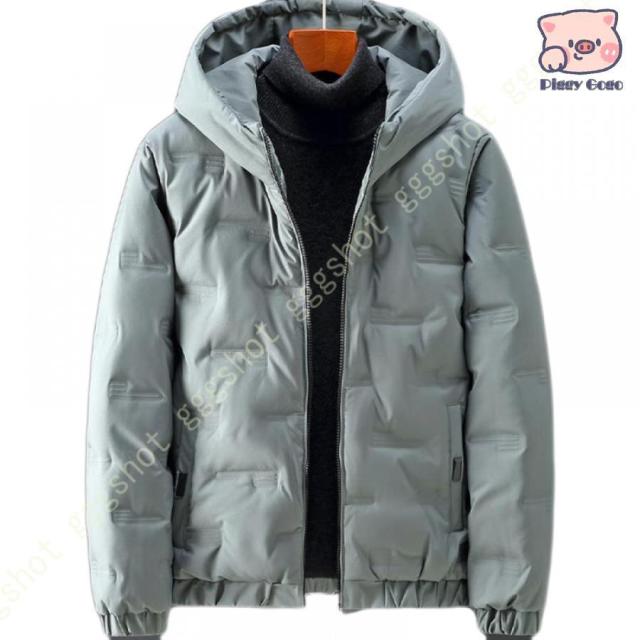 メンズ ダウンジャケット ダウンコート 中綿 ジャンパー 男性 ジップアップ 防寒着 アウター フード付き 無地 防風 軽量 冬服 冬物 カジュアル 真冬対応