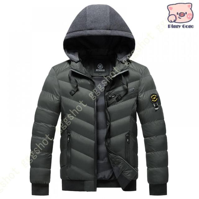 ダウンジャケット 中綿 フード 軽量 アウトドア メンズ ショート アウター 立襟 ジップアップ フライトジャケット フェザー 大きいサイズ 防寒 防風 暖かい