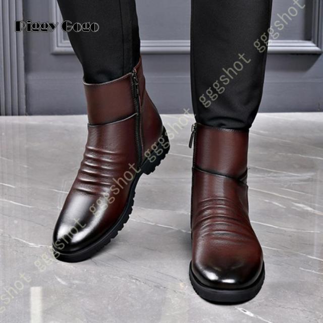 エンジニアブーツ 厚底ブーツ メンズ サイドジップ 紳士靴 男性用 おしゃれ 防滑 靴 走れる 柔らかい カジュアル アウトドア 秋冬 ウエスタンブーツ 紳士靴