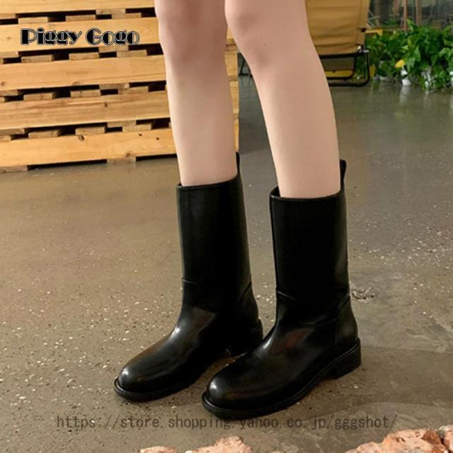本革 レディースショートブーツ 黒 おしゃれ 革靴 カジュアルブーツ フラットシューズ 大きいサイズ 防水 ブーツ ミドル ローヒール 靴 痛くない