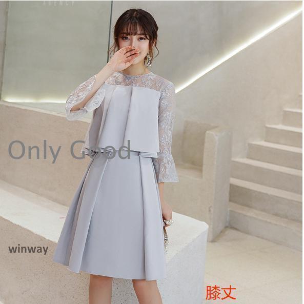 結婚式ワンピース膝丈ミモレ丈顔合わせ服装高級感パーティードレスロングワンピース大きいサイズ同窓会ドレス二次会20代30代40代50代上品_2