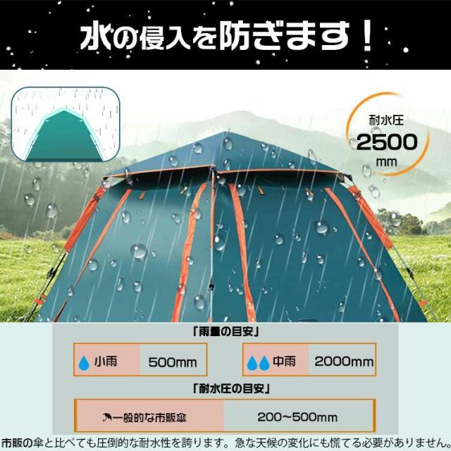 ワンタッチテント 3-4人用 キャンプ テント 数秒設営 二重層 設営簡単 初心者向け ワンタッチ キャンプ アウトドア 防風 防災用_4