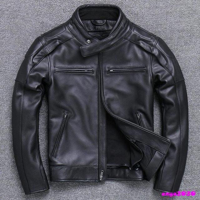 革ジャン レザージャケット バイクジャケット ライダース ジャケット 本革 牛革 防風 防寒 バイクウェア レザー お洒落 革ジャン メンズ_1
