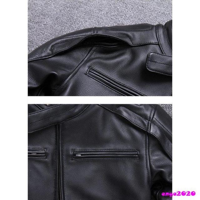 革ジャン レザージャケット バイクジャケット ライダース ジャケット 本革 牛革 防風 防寒 バイクウェア レザー お洒落 革ジャン メンズ_10