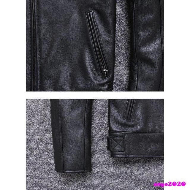 革ジャン レザージャケット バイクジャケット ライダース ジャケット 本革 牛革 防風 防寒 バイクウェア レザー お洒落 革ジャン メンズ_11